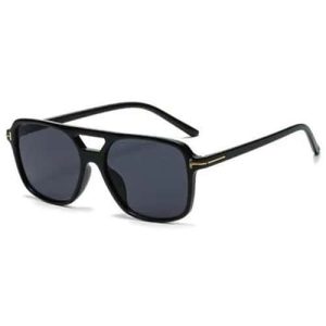 Lunettes de soleil pilotes carrées noires – Avec verres noirs