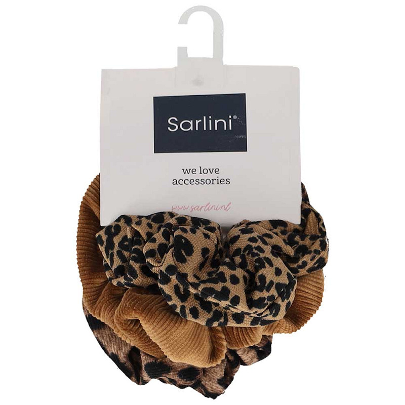Sarlini scrunchie panterprint set – Haarelastiek bruin/zwart – 3 Stuks - Afbeelding 3