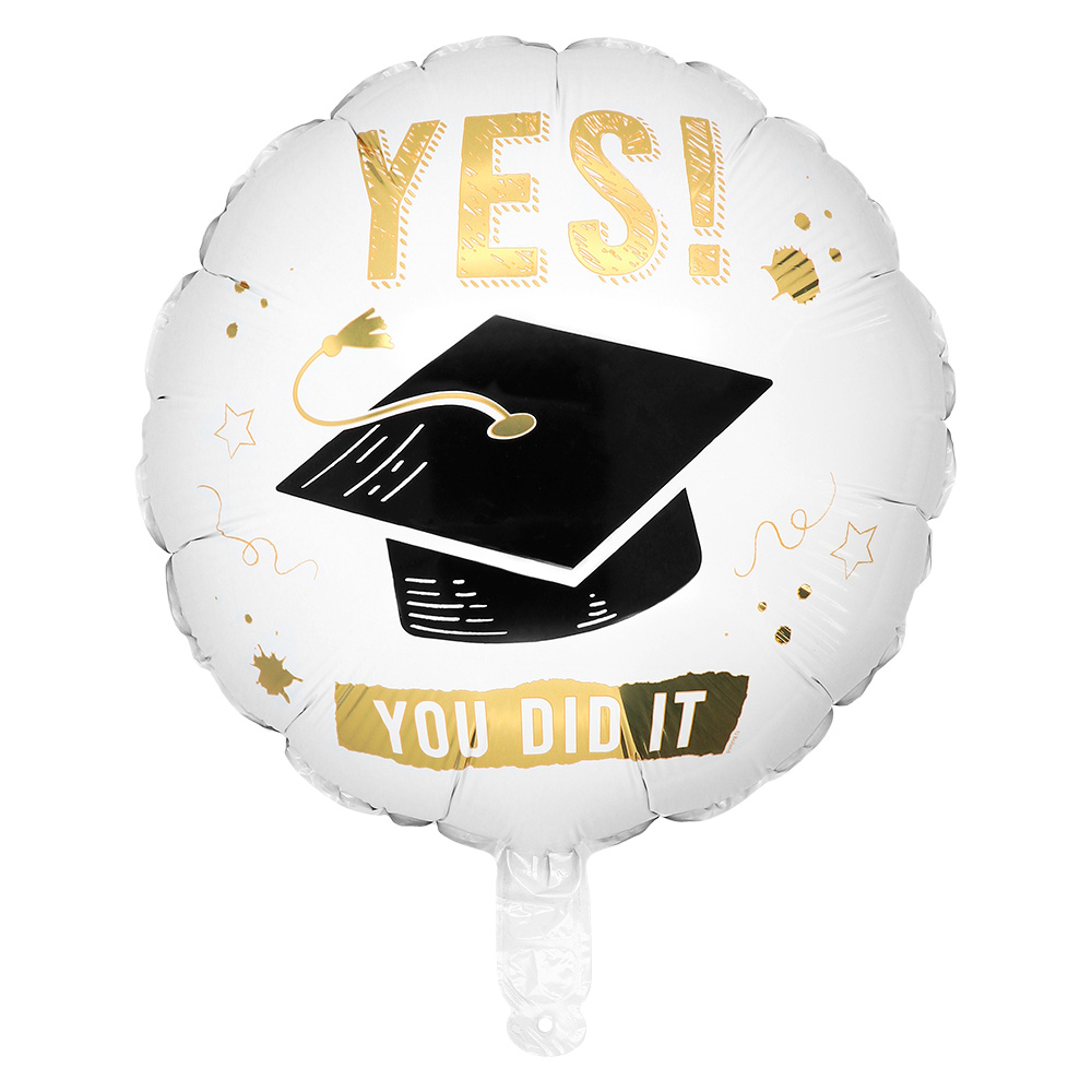 Ballon en aluminium Yes! You did it – Ballon de réussite 45 cm – Blanc/or - Afbeelding 2