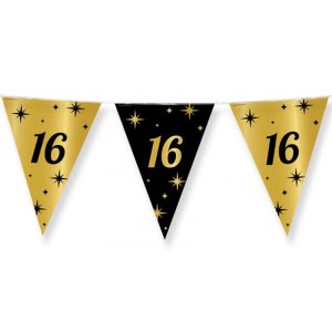 Guirlande drapeaux 16 ans noir/or