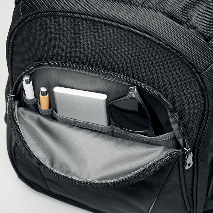 Schwarzer 15-Zoll-Laptop-Rucksack – 6-Fächer-Rucksack mit Tabletfach – 33 x 46 cm – 22 Liter - Afbeelding 3
