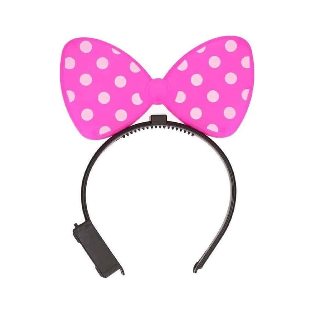 LED-Haarband Schleife Maus rosa/weiß - Afbeelding 2