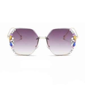 Lunettes de soleil diamant violet bords ronds