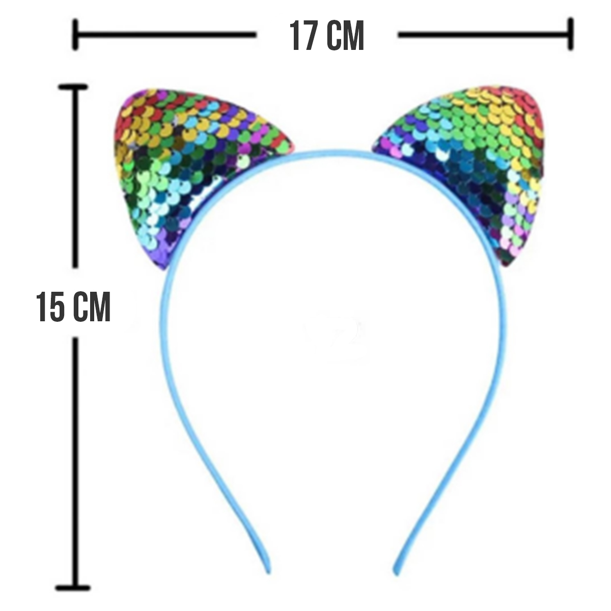 Kinder diadeem set met kattenoortjes – Glitter pailletten haarbanden – 6 stuks - Afbeelding 4
