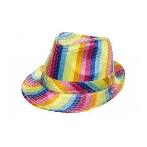 Chapeau de fête Fedora sequins arc-en-ciel Pride
