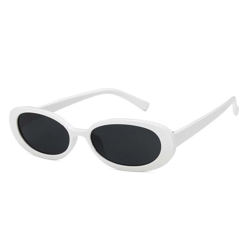 Lunettes de soleil ovales à monture épaisse – Blanc