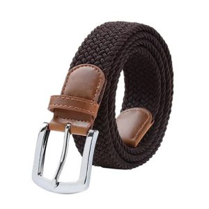 Gevlochten riem elastisch bruin – 110 cm