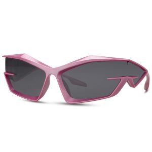 Lunettes de soleil futuristes violettes avec verres latéraux – Verres noirs
