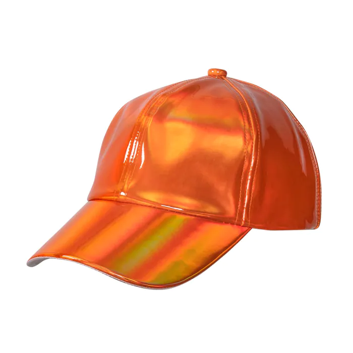 Casquette holographique – Casquette de baseball brillante réglable avec fermeture en plastique – Orange - Afbeelding 2