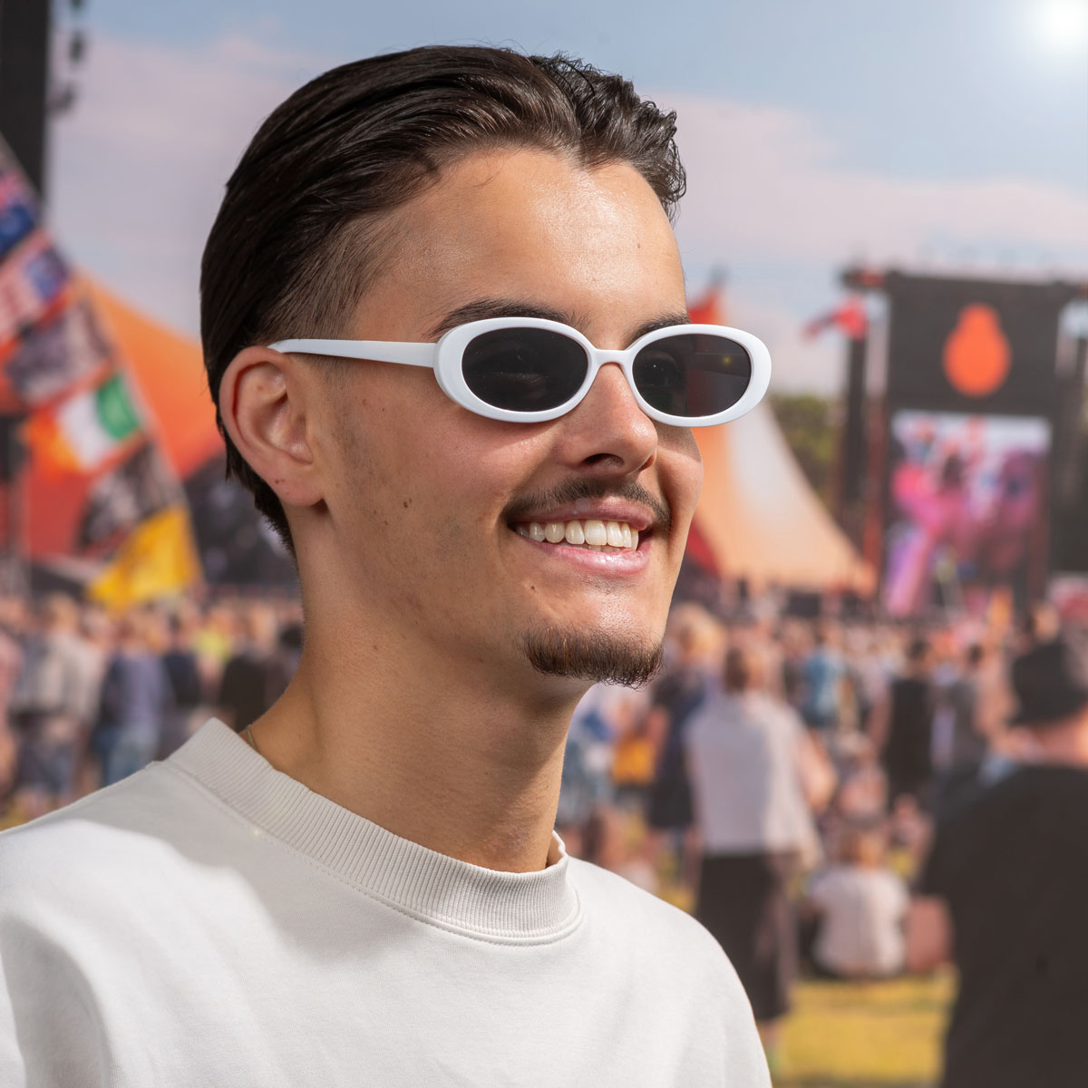Lunettes de soleil ovales à monture épaisse – Blanc - Afbeelding 4