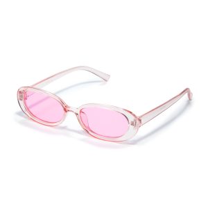 Lunettes de soleil ovales à monture épaisse – Rose