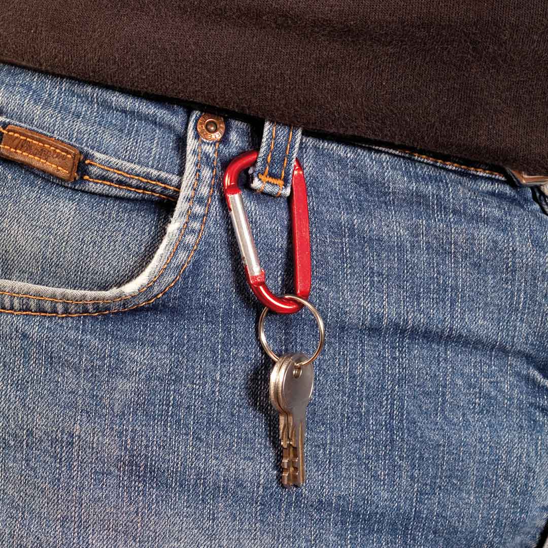 Porte-clés mousqueton avec anneau porte-clés rouge - Afbeelding 3