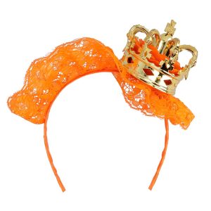 Serre-tête Reine – Bandeau orange avec petite couronne