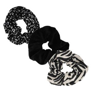 Sarlini scrunchie zebraprint set – Haarelastiek zwart/wit – 3 Stuks