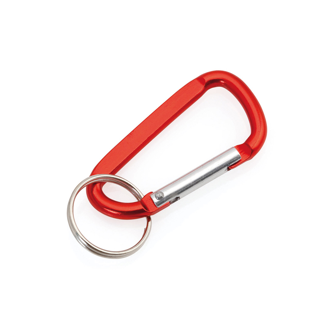 Porte-clés mousqueton avec anneau porte-clés rouge
