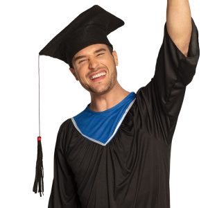 Toque de diplômé avec pompon – Chapeau de fin d’études 59 cm – Noir