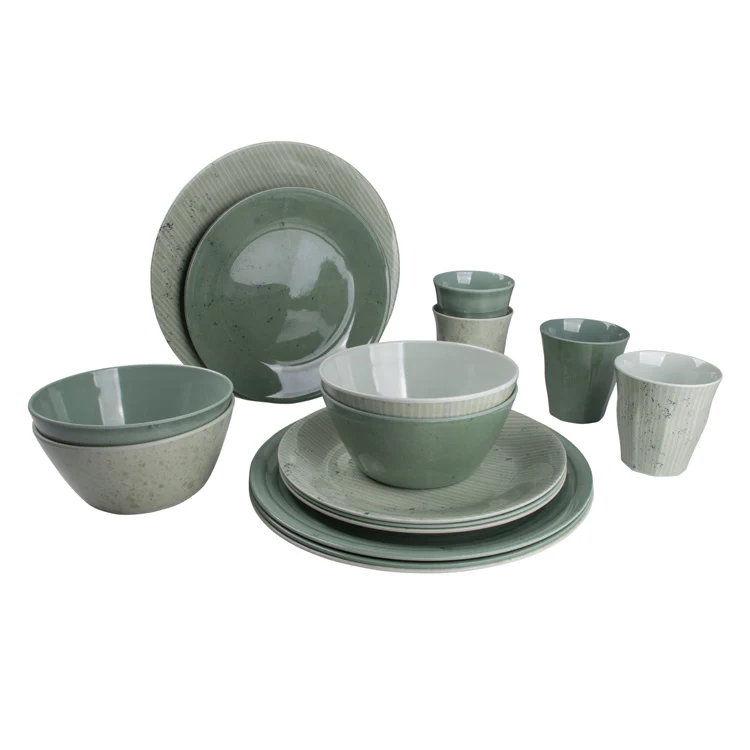 Melamine 16-Delig Servies Mix & Match Groen