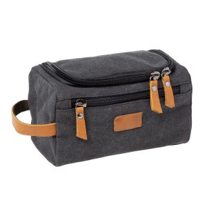 Yucka – Trousse de toilette en toile pour hommes avec crochet – Noir