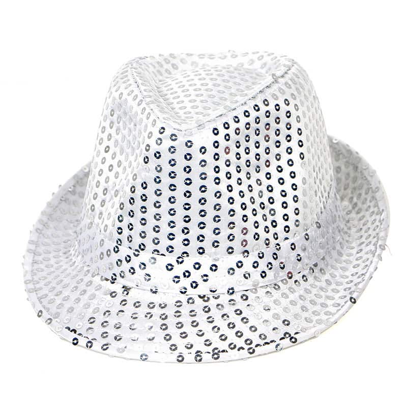 Chapeau de fête Fedora + nœud papillon à paillettes argenté - Afbeelding 3