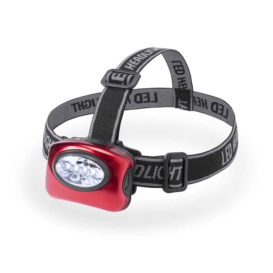 Lampe frontale – lampe torche 5 LED avec 3 modes d’éclairage et bandeau réglable et amovible – Rouge