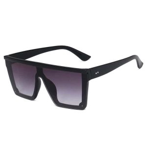 Quadratische Sonnenbrille mit semi randlosem Gestell – Graue Gläser