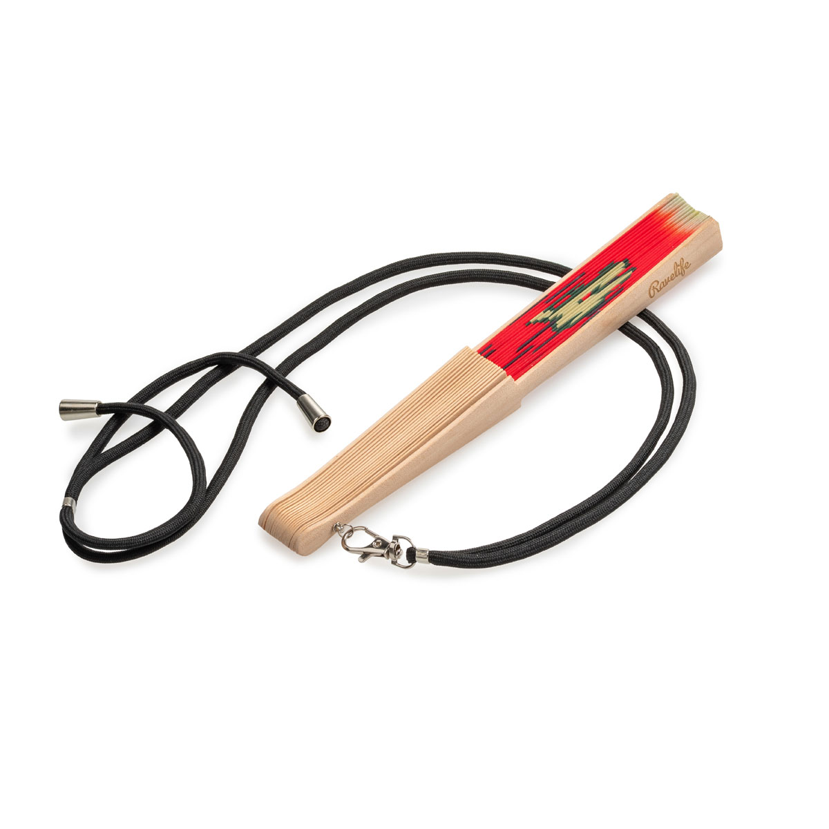 Ravelife – Ventilateur de cou pour festival – Éventail à main avec cordon – Bois – Pastèque – Bien juteux - Afbeelding 4