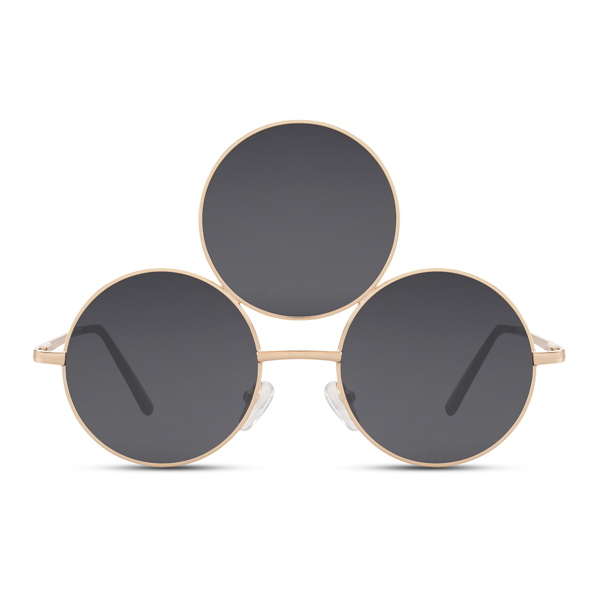 Lunettes de soleil rondes avec 3 verres – Noir - Afbeelding 3