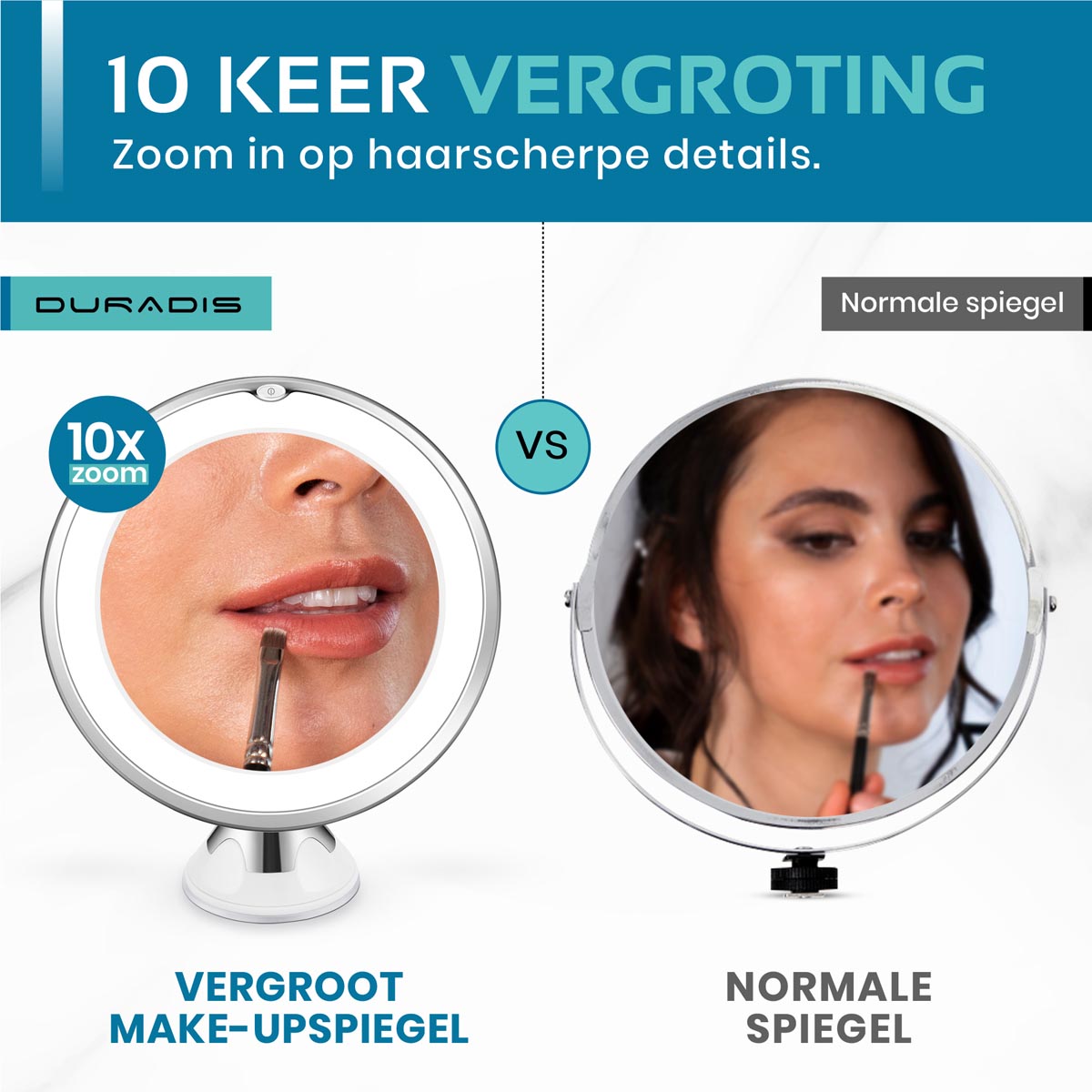 Miroir grossissant 10x avec éclairage LED - Afbeelding 7