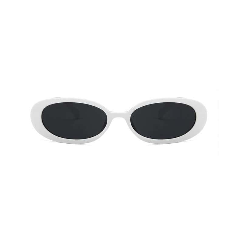 Lunettes de soleil ovales à monture épaisse – Blanc - Afbeelding 3